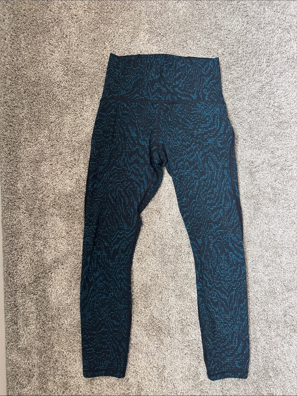 lululemon athletica Black High-Rise Leggings with Teal Dot Pattern